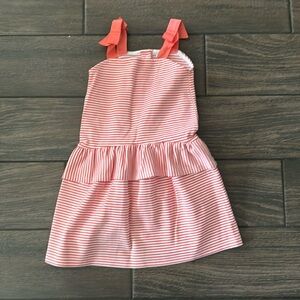 girls, Janie and Jack peach and white striped dress size 4